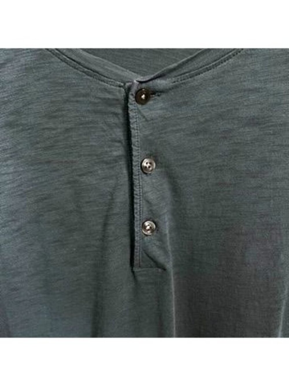 Vince Shirt Mens L Forest Green Long Sleeve Henley 100% Cotton Slub Knit Preppy - Picture 3 of 15